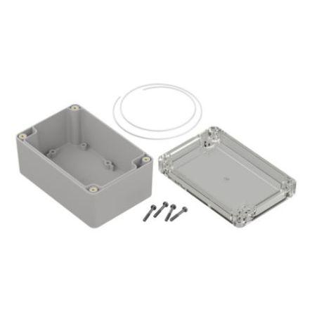 RS PRO Light Grey Polycarbonate Enclosure, IP65, Transparent Lid, 120 x 80 x 60.2mm