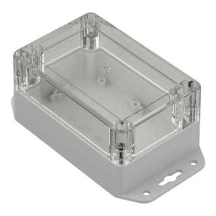 RS PRO Light Grey Polycarbonate Enclosure, IP65, Transparent Lid, 121.4 x 81.6 x 60.2mm