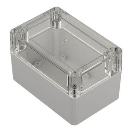 RS PRO Light Grey Polycarbonate Enclosure, IP65, Transparent Lid, 120 x 80 x 75.2mm