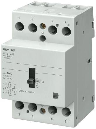 Siemens SENTRON Contactor, 230 V ac Coil, 4 Pole, 40 A, 4 kW, 4NO