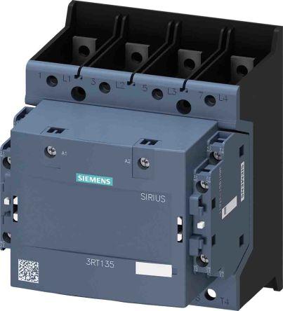 Siemens SIRIUS Contactor, 250 V ac Coil, 4 Pole, 200 A, 75 kW, 2NO + 2NC