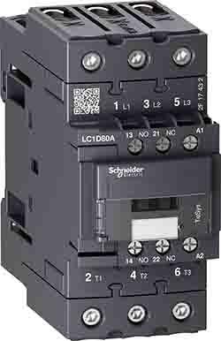 Schneider Electric TeSys D Contactor, 24 V Coil, 3 Pole, 80 A, 28.8 W, 1NO + 1NC