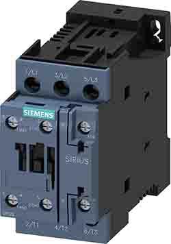 Siemens SIRIUS Contactor, 21-28 V ac/dc Coil, 3 Pole, 9 A, 4 kW, 1NC + 1NO