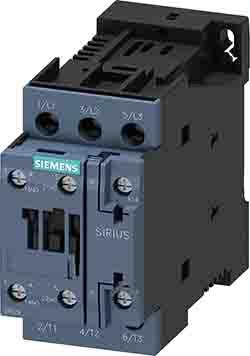 Siemens SIRIUS Contactor, 110 V dc Coil, 3 Pole, 12 A, 5.5 kW, 1NC + 1NO