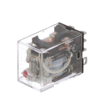 RELAY, PLUG-IN, 8-PIN, DPDT, 10 A, LED I