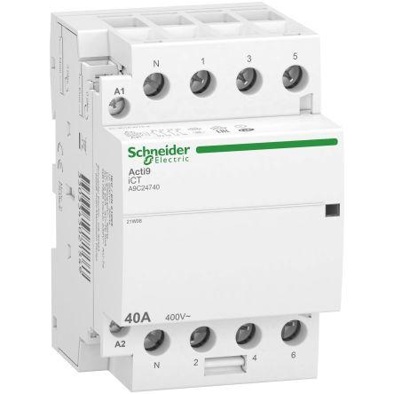 Schneider Electric Acti9 iDT40 Contactor, 230-240 V ac Coil, 4 Pole, 63 A, 4NO