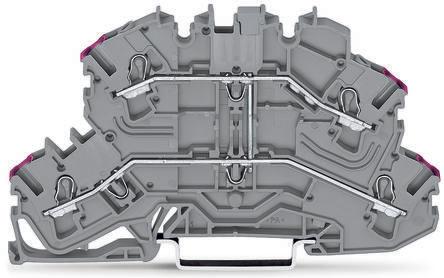 WAGO2002-2608 TOPJOB S, 2002 Series DIN Rail Terminal Block, 2.5mm², Double-Level, Push-In Cage Clamp Termination,