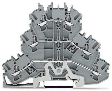 WAGO2002-3227 TOPJOB S, 2002 Series Feed Through Terminal Block, 2.5mm², Triple-Level, Push-In Cage Clamp Termination,