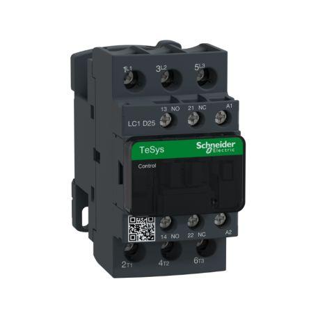 Schneider Electric TeSys D LC1D Contactor, 3 Pole, 25 A, 1 NO + 1 NC