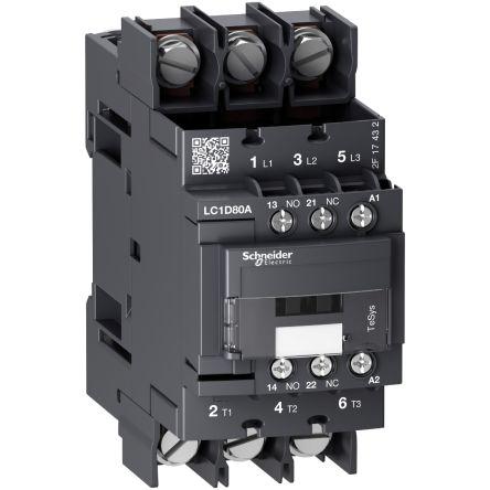 TeSys D LC1D Contactor, 3 Pole, 80 A, 1 NO + 1 NC