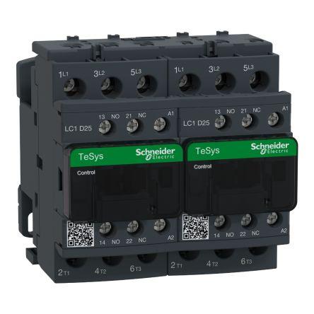 TeSys D LC2D Reversing Contactor, 3 Pole, 25 A, 1 NO + 1 NC