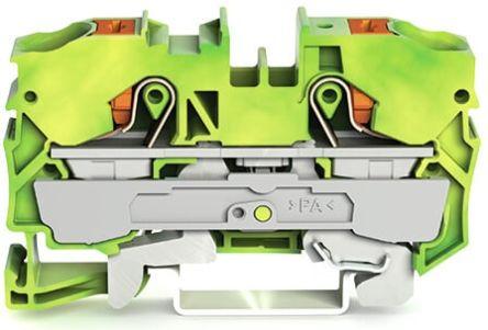 Wago 2210 Series Green, Yellow Earth Terminal Block, 0.5 - 16mm², 1-Level, Push In Termination, ATEX, CSA Ex