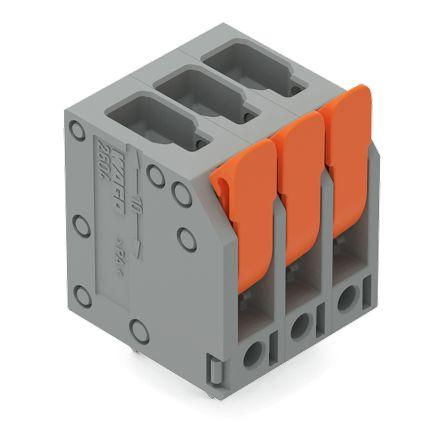 Wago 2604 Series PCB Terminal, 3-Contact, 5mm Pitch, Through Hole Mount, 1-Row, Cage Clamp Termination