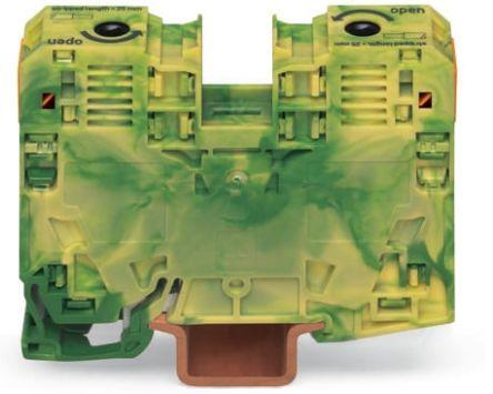 Wago 285 Series Green/Yellow Feed-Through Terminal, 6 - 35mm², 1-Level, Push In Termination, ATEX