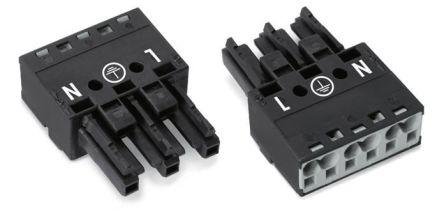 Wago 770 Series Lighting Connector, 3-Pole, Female, 3-Way, Cable Mount, 25A