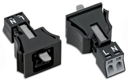 WAGO 890 Series Lighting Connector, 2-Pole, Female, 2-Way, Snap-In, 16A