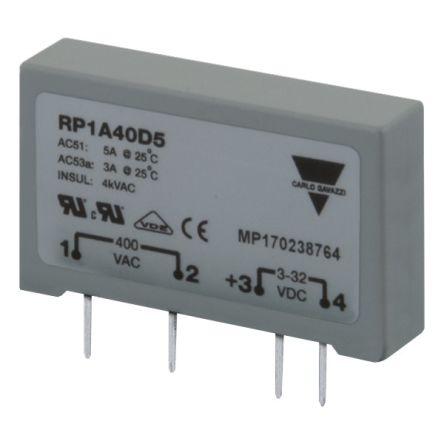 Carlo Gavazzi RP1 Series Solid State Relay, 3 A Load, PCB Mount, 230 V ac Load, 32 Vdc Control, RP1A23D3