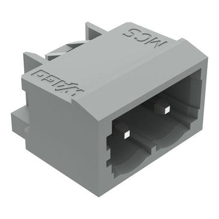 WAGO 231 Series Angled PCB Mount PCB Header, 2 Contact(s), 5mm Pitch, 1 Row(s), Shrouded