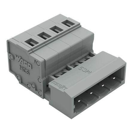 WAGO 231 Series Connector, 4-Pole, Male, 4-Way, Snap-In, 12A