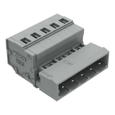 WAGO 231 Series Connector, 5-Pole, Male, 5-Way, Snap-In, 12A