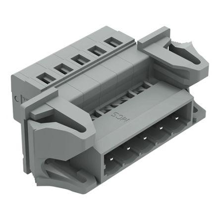 WAGO 231 Series Connector, 5-Pole, Male, 5-Way, Snap-In, 12A