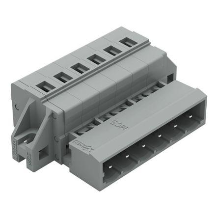 WAGO 231 Series Pluggable Connector, 6-Pole, Male, 6-Way, Snap-In, 12A