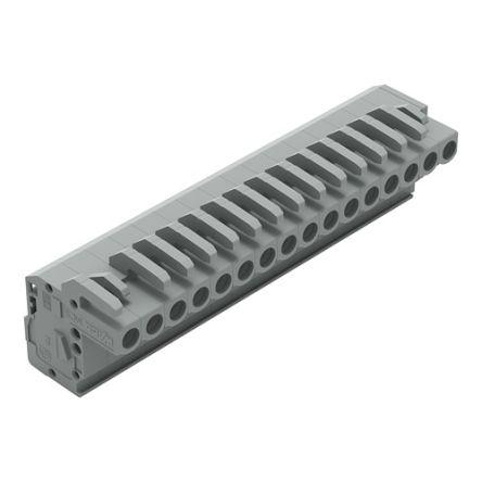 WAGO 232 Series Connector, 16-Pole, Female, 16-Way, Snap-In, 14A