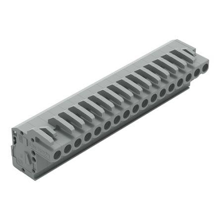 WAGO 232 Series Pluggable Connector, 17-Pole, Female, 17-Way, Snap-In, 14A