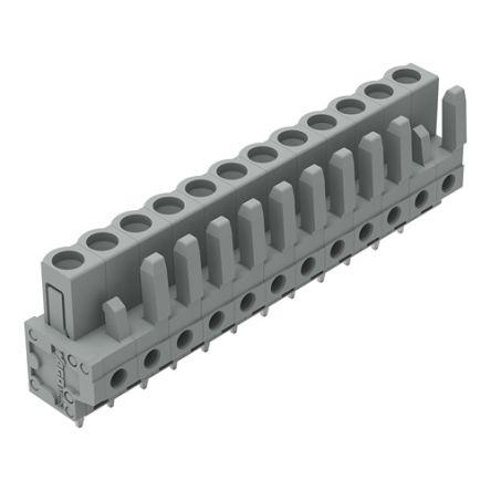WAGO 232 Series Straight PCB Mount PCB Header, 12-Contact, 1-Row, 5mm Pitch, Pin, Solder Termination