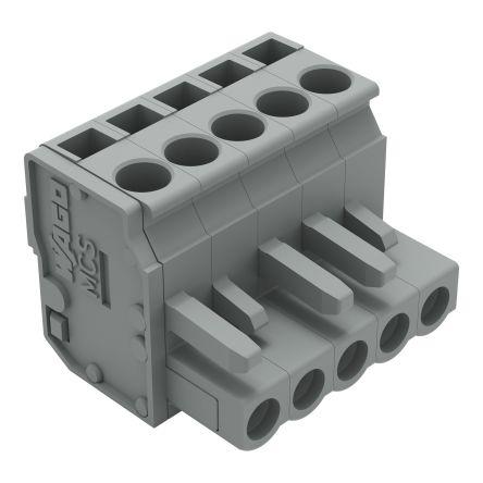 WAGO 232 Series Pluggable Connector, 5-Pole, Female, 5-Way, Snap-In, 14A