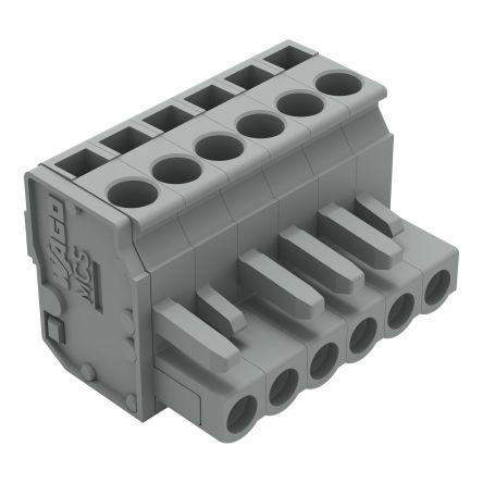 WAGO 232 Series Connector, 6-Pole, Female, 6-Way, Snap-In, 14A