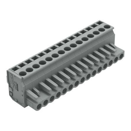 WAGO 232 Series Connector, 15-Pole, Female, 15-Way, Snap-In, 14A