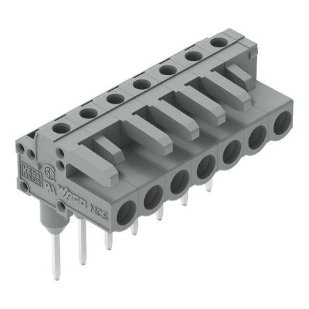 WAGO 232 Series Angled Rail Mount PCB Connector, 7-Contact, 1-Row, 5mm Pitch, Socket Termination