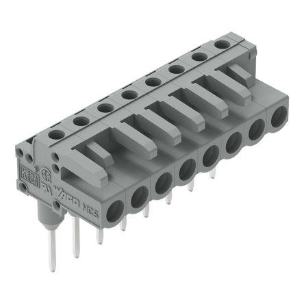 WAGO 232 Series Angled Rail Mount PCB Connector, 8-Contact, 1-Row, 5mm Pitch, Socket Termination