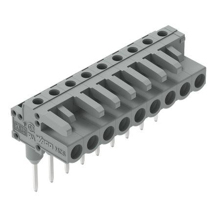 WAGO 232 Series Angled Rail Mount PCB Connector, 9-Contact, 1-Row, 5mm Pitch, Solder Pin Termination