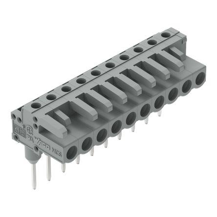 WAGO 232 Series Angled Rail Mount PCB Connector, 10-Contact, 1-Row, 5mm Pitch, Socket Termination