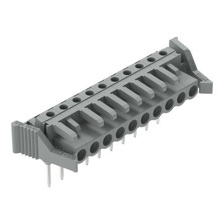 WAGO 232 Series Angled Rail Mount PCB Connector, 10-Contact, 1-Row, 5mm Pitch, Solder Termination