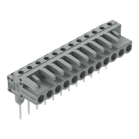 WAGO 232 Series Angled Rail Mount PCB Connector, 12-Contact, 1-Row, 5mm Pitch, Solder Termination