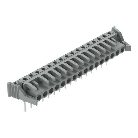 WAGO 232 Series Angled Plug-In Mount PCB Connector, 16-Contact, 1-Row, 5mm Pitch, Pluggable Termination