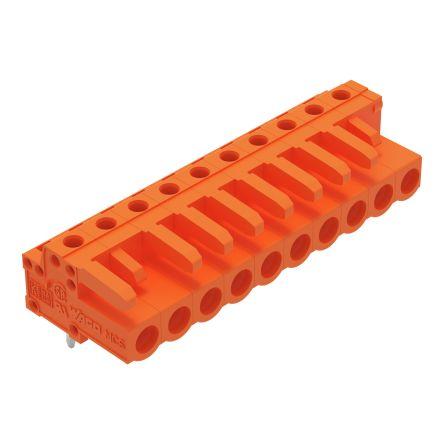 WAGO 232 Series Angled PCB Mount PCB Header, 10-Contact, 1-Row, 5.08mm Pitch, Solder Termination