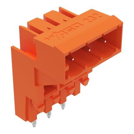 WAGO 232 Series Angled PCB Mount PCB Header, 3 Contact(s), 5.08mm Pitch, 1 Row(s), Shrouded