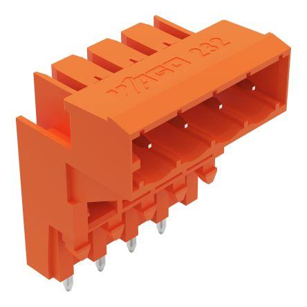 WAGO 232 Series Angled PCB Mount PCB Header, 4 Contact(s), 5.08mm Pitch, 1 Row(s), Shrouded