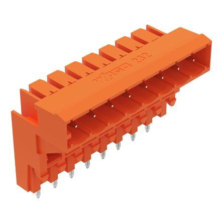 WAGO 232 Series Angled PCB Mount PCB Header, 8 Contact(s), 5.08mm Pitch, 1 Row(s), Shrouded