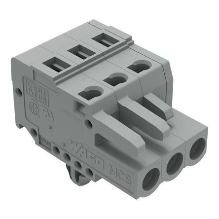 WAGO 231 Series Pluggable Connector, 3-Pole, Female, 3-Way, Panel Mount, Snap In Mount, 16A