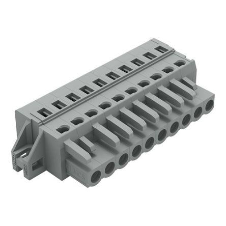 WAGO 231 Series Pluggable Connector, 10-Pole, Female, 10-Way, Snap-In, 16A