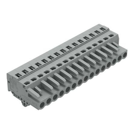 WAGO 231 Series Connector, 15-Pole, Female, 15-Way, Snap-In, 16A