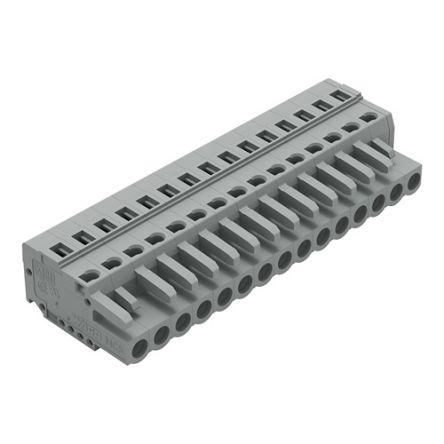 WAGO 231 Series Connector, 15-Pole, Female, 15-Way, Snap-In, 16A