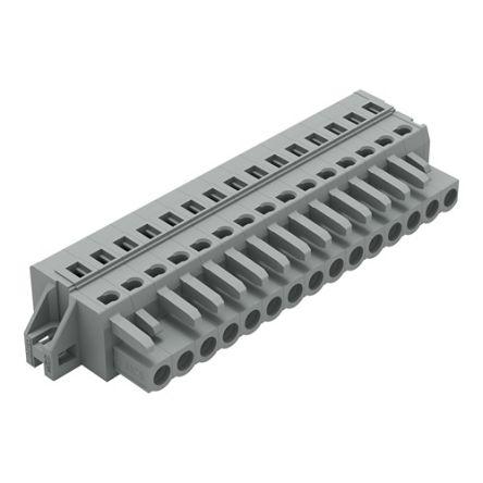 WAGO 231 Series Connector, 15-Pole, Female, 15-Way, Snap-In, 16A