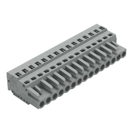 WAGO 231 Series Connector, 15-Pole, Female, 15-Way, Snap-In, 16A