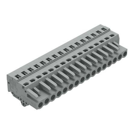 WAGO 231 Series Pluggable Connector, 16-Pole, Female, 16-Way, Snap-In, 16A